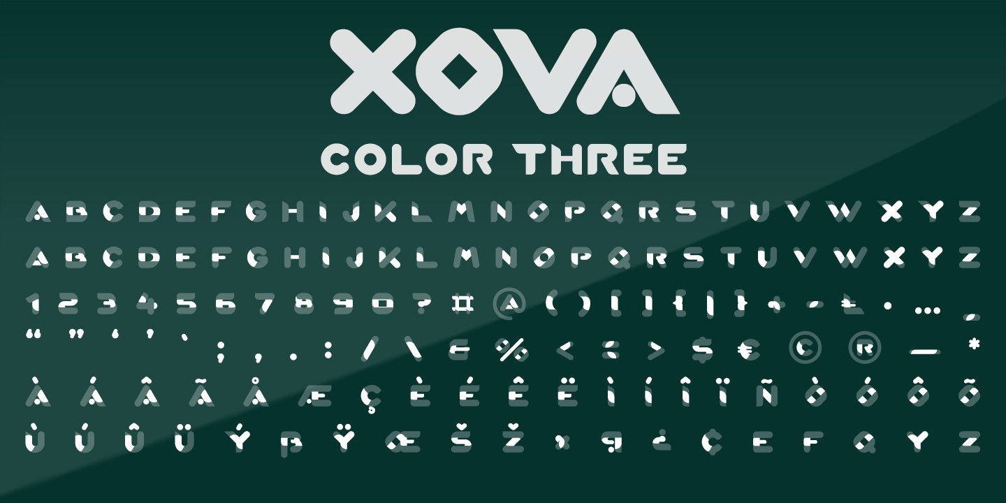 Пример шрифта Xova Layered COLOR THREE